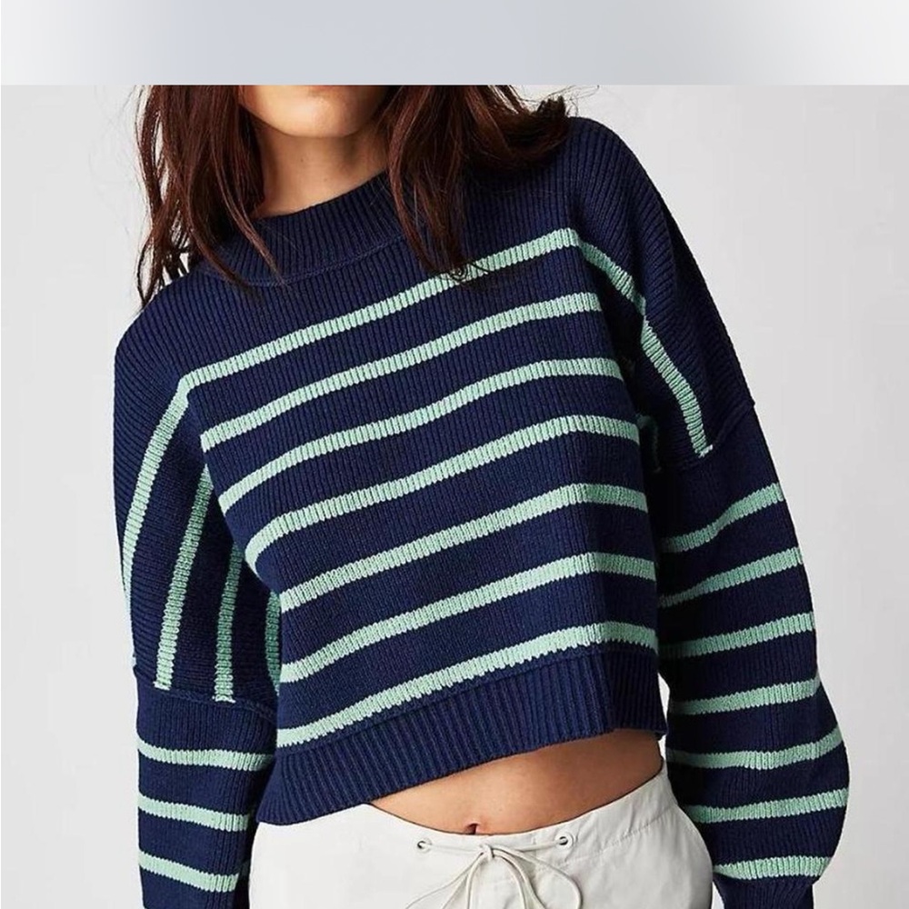free people striped easy street cropped sweater
